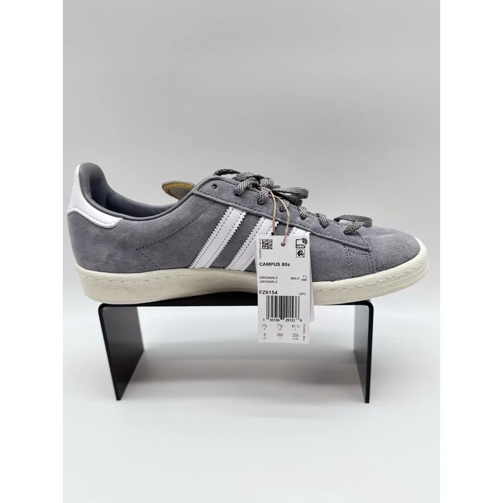 Size 8M- Adidas Originals Campus 80s Sneakers, Off White/Gray Mens Shoes